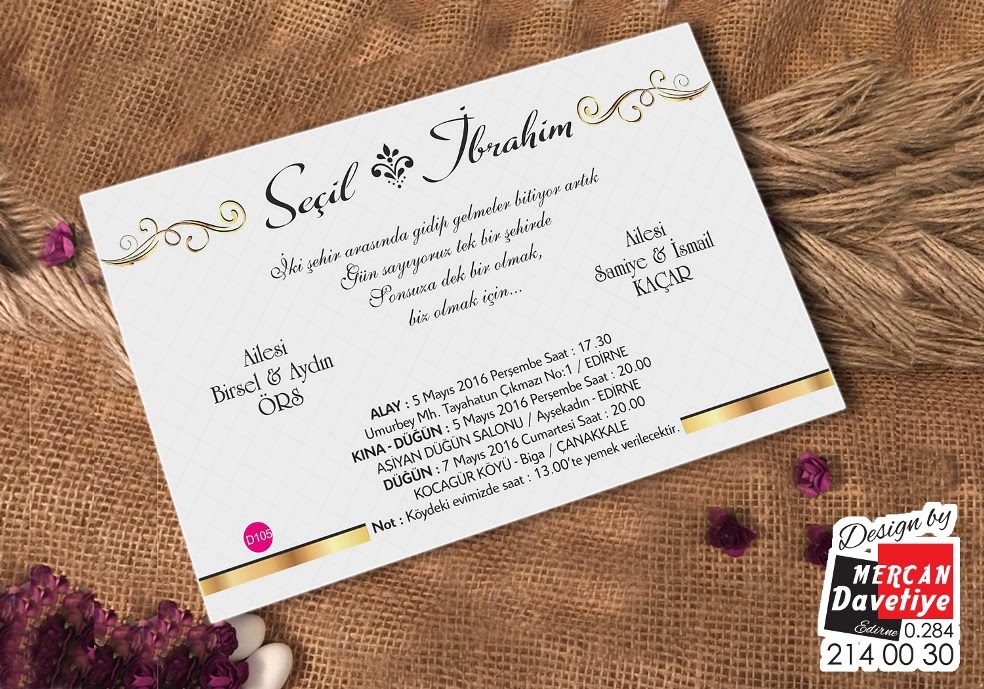 Mercan Davetiye DVT105