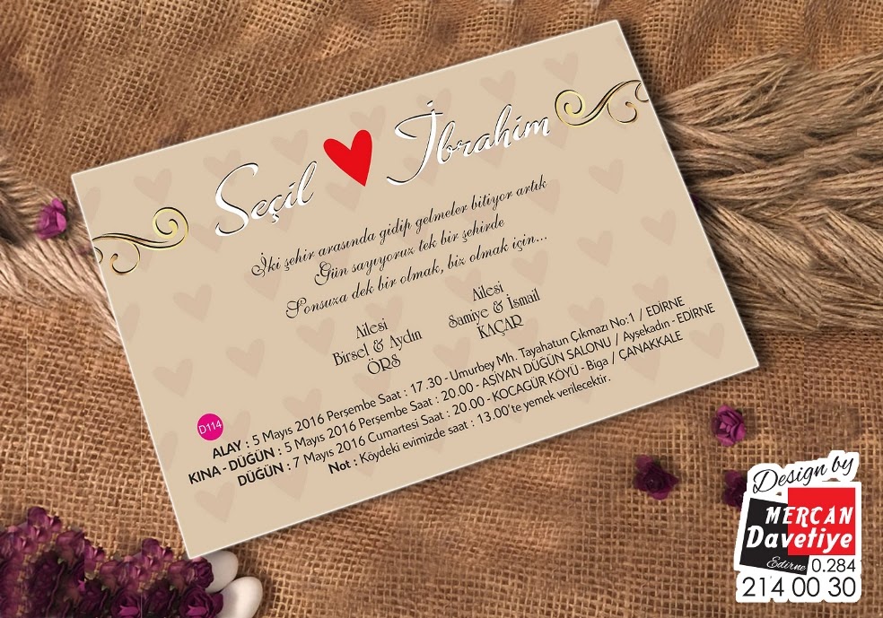 Mercan Davetiye DVT114